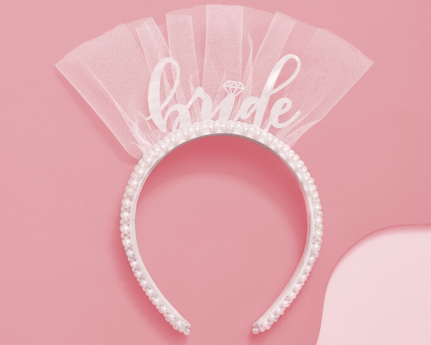 Bride Pearl Headband with Veil – Statement Party Accessory for the Bride-to-Be