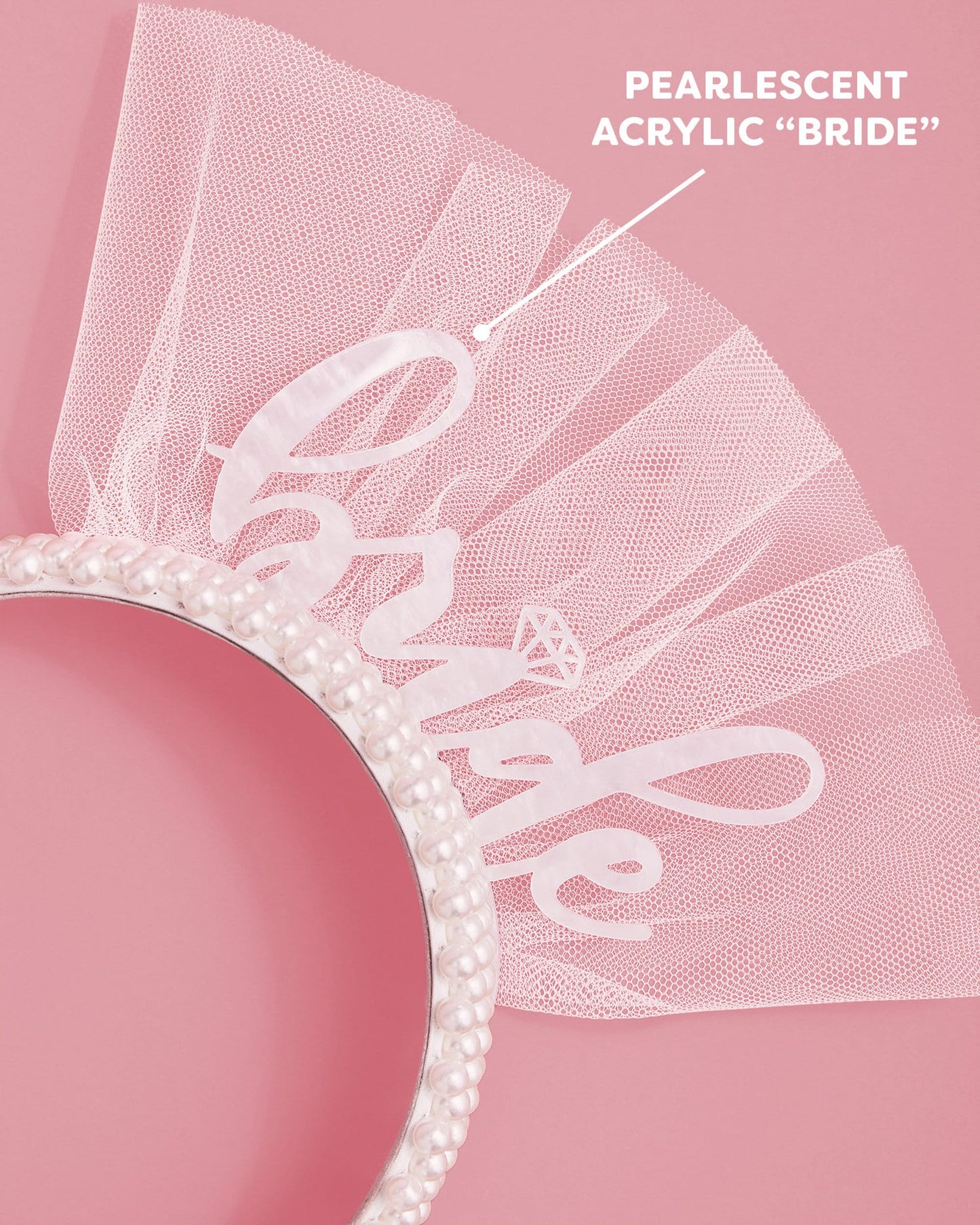 Bride Pearl Headband with Veil – Statement Party Accessory for the Bride-to-Be
