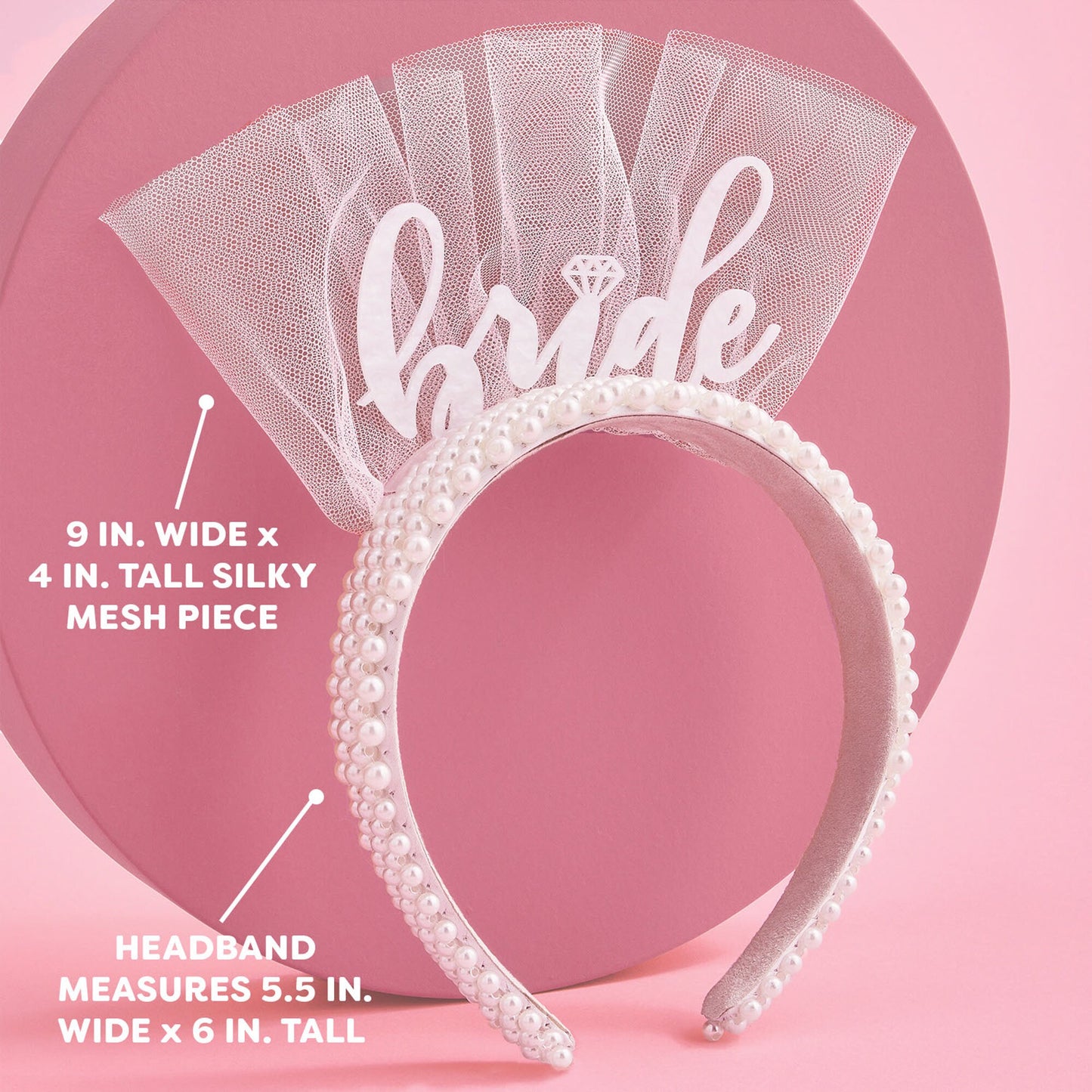 Bride Pearl Headband with Veil – Statement Party Accessory for the Bride-to-Be