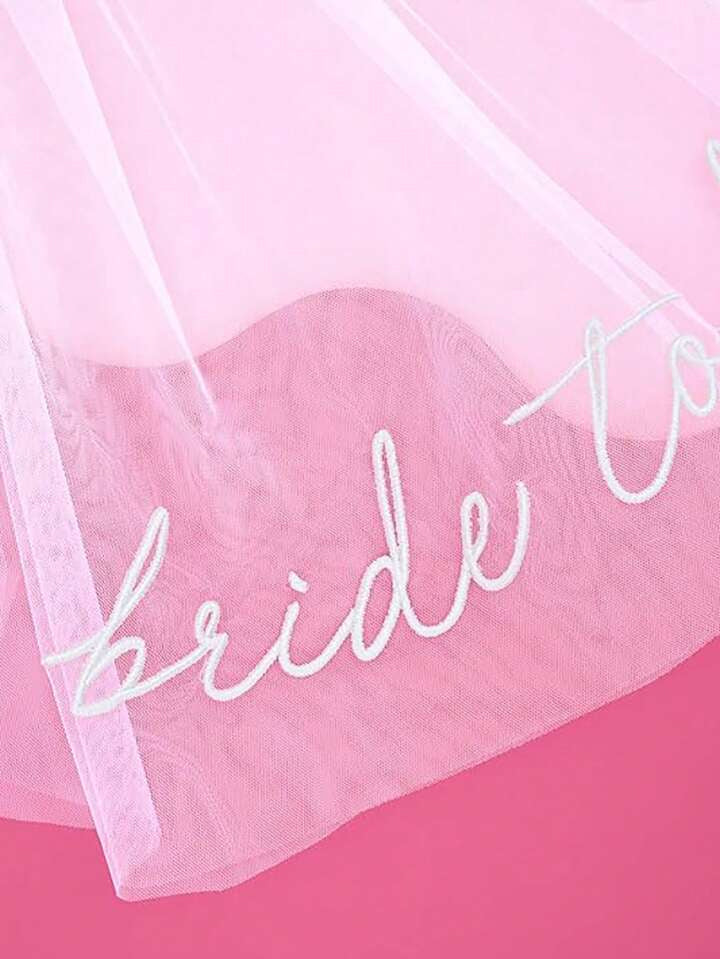 Sheer 'Bride To Be' Veil – Embroidered White Tulle for Bachelorette, Shower or Engagement